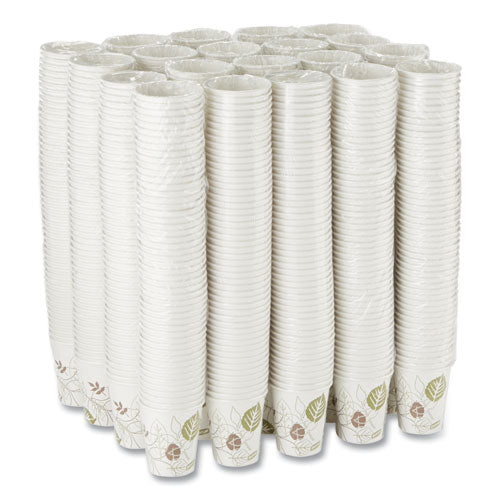 Image of Dixie® Pathways Paper Hot Cups, 10 oz, White/Brown, 50/Sleeve, 20 Sleeves/Carton
