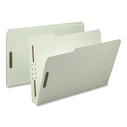 Image of Smead Recycled Pressboard Fastener Folders, 2" Expansion, 2 Fasteners, Legal Size, Gray-Green Exterior, 25/Box