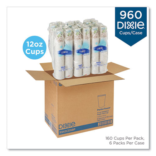 Image of Dixie® Perfectouch Paper Hot Cups, 12 Oz, Coffee Haze Design, 160/pack, 6 Packs/carton