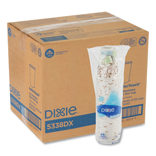 Image of Dixie® Perfectouch Paper Hot Cups, 8 Oz, Coffee Haze Design, 25/sleeve, 20 Sleeves/carton