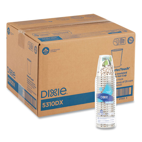 Image of Dixie® Perfectouch Paper Hot Cups, 10 Oz, Coffee Haze Design, 25/pack