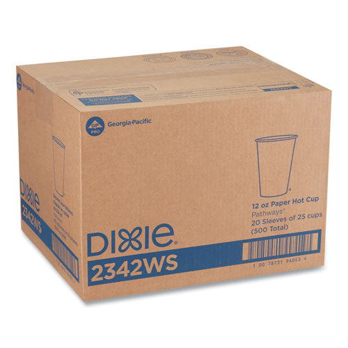 Image of Dixie® Pathways Paper Hot Cups, 12 oz, White/Brown, 25/Pack