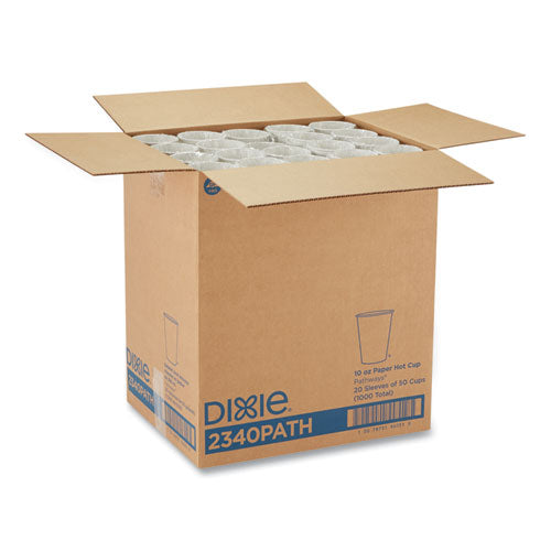 Image of Dixie® Pathways Paper Hot Cups, 10 oz, White/Brown, 50/Pack