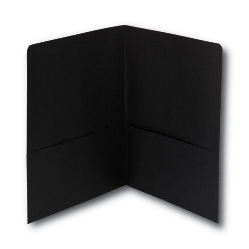 Image of Smead Two-Pocket Folder, Textured Paper, 100-Sheet Capacity, 11 X 8.5, Black, 25/box