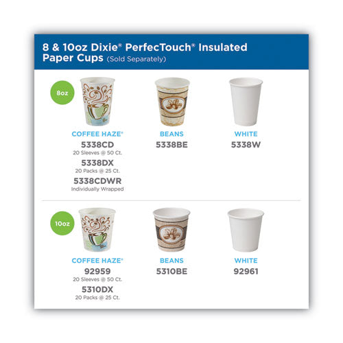 Image of Dixie® PerfecTouch Hot/Cold Cups, 12 oz, Paper, White, 50/Bag, 20 Bags/Carton