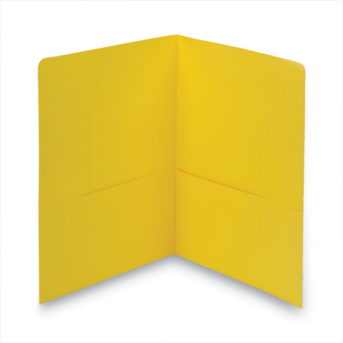 Image of Smead Two-Pocket Folder, Textured Paper, 100-Sheet Capacity, 11 X 8.5, Yellow, 25/box