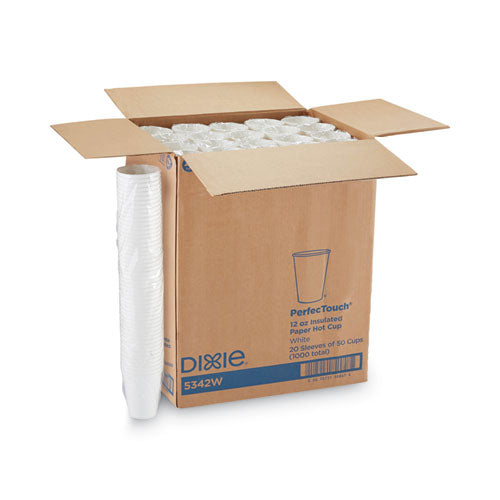 Image of Dixie® PerfecTouch Hot/Cold Cups, 12 oz, Paper, White, 50/Bag, 20 Bags/Carton