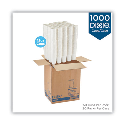Image of Dixie® PerfecTouch Hot/Cold Cups, 12 oz, Paper, White, 50/Bag, 20 Bags/Carton