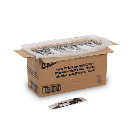 Image of Dixie® Wrapped Tableware/Napkin Packets, Mediumweight, Fork/Knife/Napkin/Spoon, Plastic, Black, 250/Carton