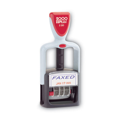 Image of COSCO 2000PLUS® Model S 360 Two-Color Message Dater, 1.75 X 1, "faxed," Self-Inking, Blue/red