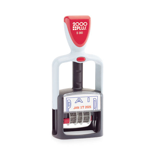 Image of COSCO 2000PLUS® Model S 360 Two-Color Message Dater, 1.75 X 1, "paid," Self-Inking, Blue/red