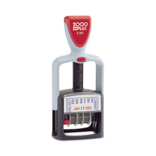 Image of COSCO 2000PLUS® Model S 360 Two-Color Message Dater, 1.75 X 1, "received", Self-Inking, Blue/red