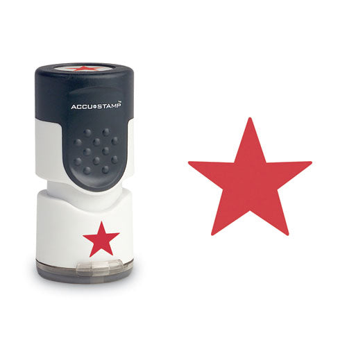 Image of ACCUSTAMP® Pre-Inked Round Stamp with Microban, Star, 0.63" dia, Red