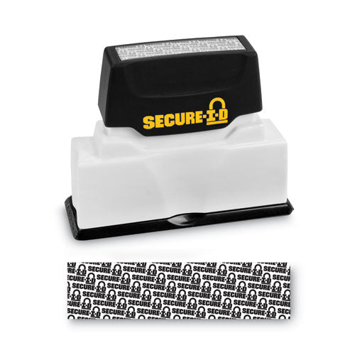 Image of COSCO secure-i-d security stamp, obscures area 2.5 x 0.31, black