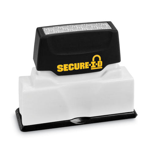 Image of COSCO secure-i-d security stamp, obscures area 2.5 x 0.31, black