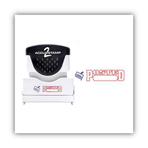 Image of ACCUSTAMP2® Pre-Inked Shutter Stamp, Red/Blue, POSTED, 1.63 x 0.5