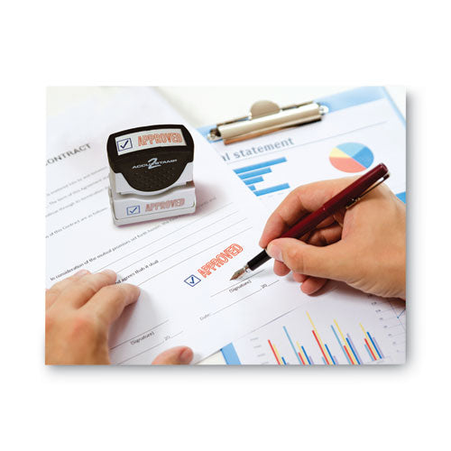 Image of ACCUSTAMP2® Pre-Inked Shutter Stamp, Red/Blue, APPROVED, 1.63 x 0.5