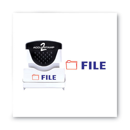 Image of ACCUSTAMP2® Pre-Inked Shutter Stamp, Red/Blue, FILE, 1.63 x 0.5