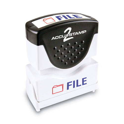 Image of ACCUSTAMP2® Pre-Inked Shutter Stamp, Red/Blue, FILE, 1.63 x 0.5