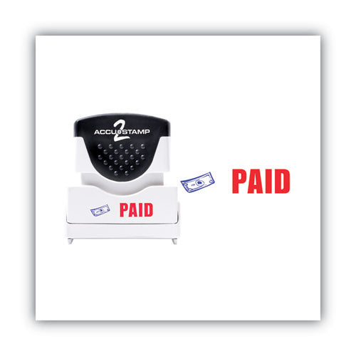 Image of ACCUSTAMP2® Pre-Inked Shutter Stamp with Microban, Red/Blue, PAID, 1.63 x 0.5