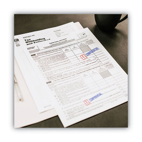 Image of ACCUSTAMP2® Pre-Inked Shutter Stamp, Red/Blue, CONFIDENTIAL, 1.63 x 0.5