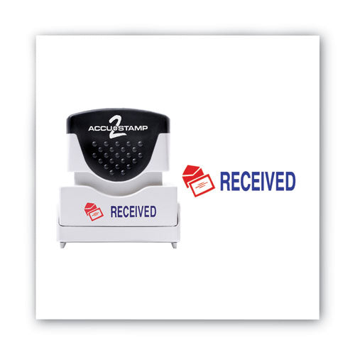 Image of ACCUSTAMP2® Pre-Inked Shutter Stamp, Red/Blue, RECEIVED, 1.63 x 0.5