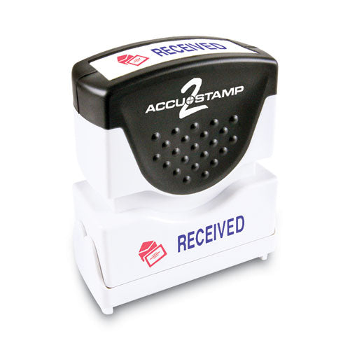Image of ACCUSTAMP2® Pre-Inked Shutter Stamp, Red/Blue, RECEIVED, 1.63 x 0.5