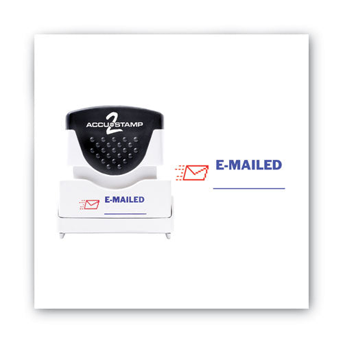 Image of ACCUSTAMP2® Pre-Inked Shutter Stamp, Red/Blue, EMAILED, 1.63 x 0.5