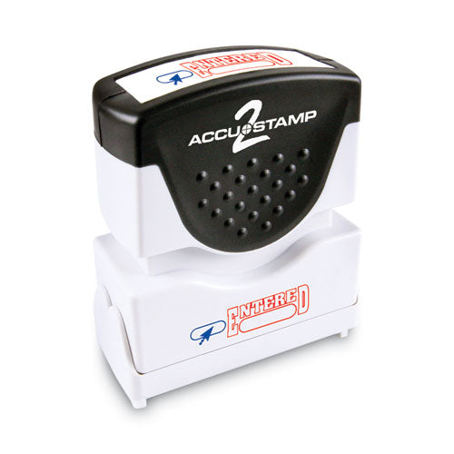Image of ACCUSTAMP2® Pre-Inked Shutter Stamp, Red/Blue, ENTERED, 1.63 x 0.5