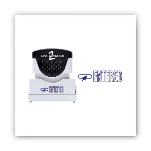 Image of ACCUSTAMP2® Pre-Inked Shutter Stamp, Blue, ENTERED, 1.63 x 0.5