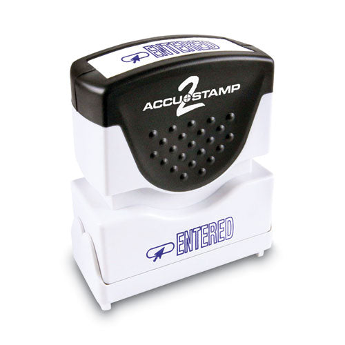 Image of ACCUSTAMP2® Pre-Inked Shutter Stamp, Blue, ENTERED, 1.63 x 0.5