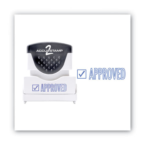 Image of ACCUSTAMP2® Pre-Inked Shutter Stamp, Blue, APPROVED, 1.63 x 0.5