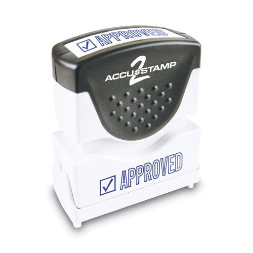Image of ACCUSTAMP2® Pre-Inked Shutter Stamp, Blue, APPROVED, 1.63 x 0.5