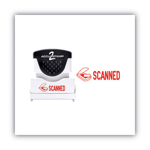 Image of ACCUSTAMP2® Pre-Inked Shutter Stamp, Red, SCANNED, 1.63 x 0.5