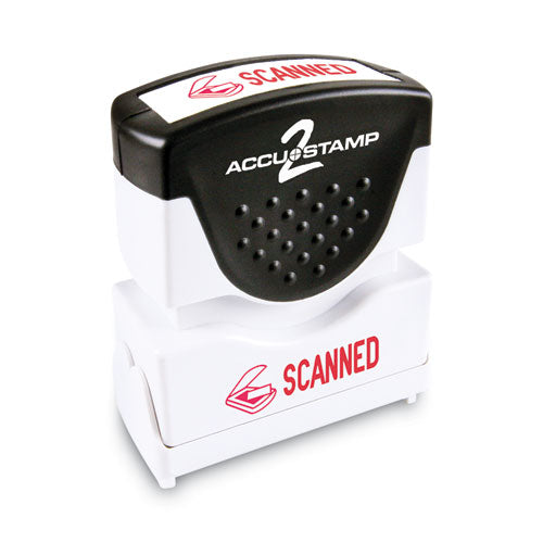 Image of ACCUSTAMP2® Pre-Inked Shutter Stamp, Red, SCANNED, 1.63 x 0.5