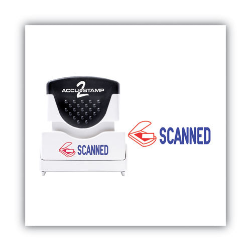 Image of ACCUSTAMP2® Pre-Inked Shutter Stamp, Red/Blue, SCANNED, 1.63 x 0.5