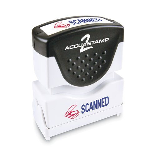 Image of ACCUSTAMP2® Pre-Inked Shutter Stamp, Red/Blue, SCANNED, 1.63 x 0.5