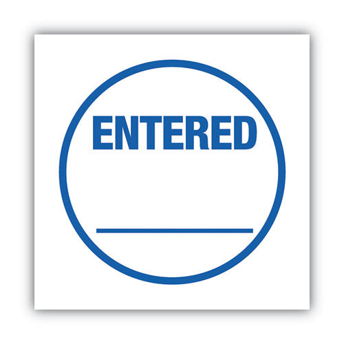 Image of ACCUSTAMP® Pre-Inked Round Stamp, Entered, 0.63" Dia, Blue