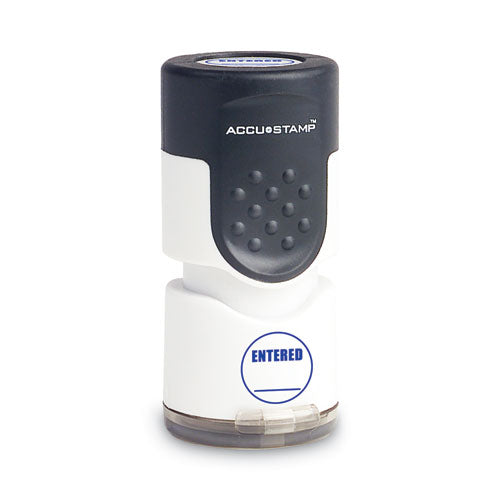 Image of ACCUSTAMP® Pre-Inked Round Stamp, Entered, 0.63" Dia, Blue