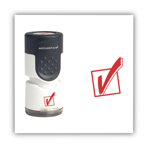Image of ACCUSTAMP® Pre-Inked Round Stamp, Check Mark, 0.63" dia, Red
