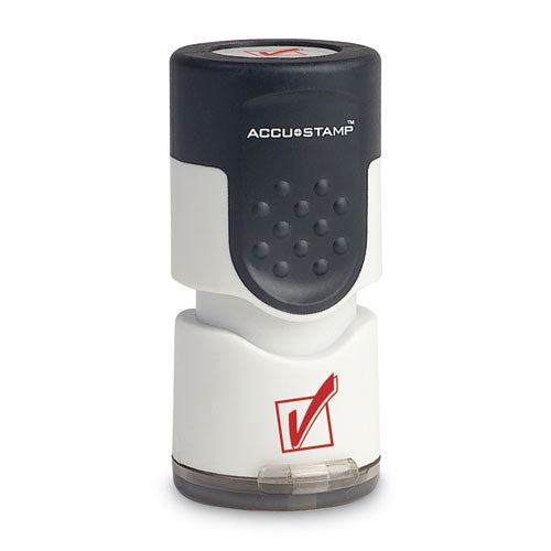 Image of ACCUSTAMP® Pre-Inked Round Stamp, Check Mark, 0.63" dia, Red