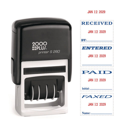 Image of COSCO 2000PLUS® Economy Message Dater, 4 Messages, Red/blue, 1.75 X 0.94