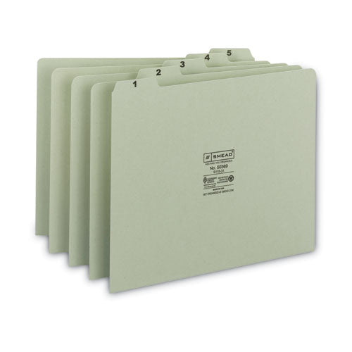 Image of Smead 100% Recycled Daily Top Tab File Guide Set, 1/5-Cut Top Tab, 1 To 31, 8.5 X 11, Green, 31/set