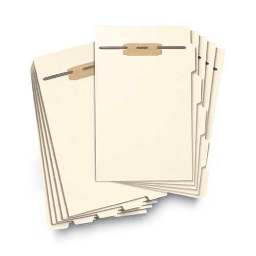 Image of Smead Stackable Folder Dividers with Fasteners, 1/5-Cut Bottom Tab, 1 Fastener, Legal Size, Manila, 4 Dividers/Set, 50 Sets