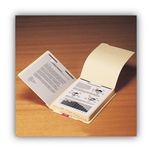 Image of Smead Stackable Folder Dividers with Fasteners, 1/5-Cut Bottom Tab, 1 Fastener, Letter Size, Manila, 4 Dividers/Set, 50 Sets