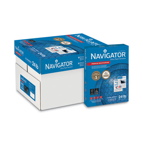 Image of Navigator® Premium Multipurpose Copy Paper, 97 Bright, 24 lb Bond Weight, 8.5 x 11, White, 500 Sheets/Ream, 10 Reams/Carton