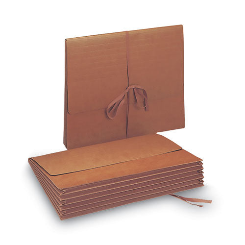 Image of Smead Redrope Expanding Wallets, 5.25" Expansion, 1 Section, Cloth Tie Closure, Letter Size, Redrope