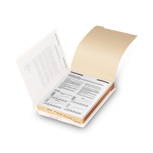 Image of Smead Stackable Folder Dividers with Fasteners, 1/5-Cut Bottom Tab, 1 Fastener, Letter Size, Manila, 4 Dividers/Set, 50 Sets