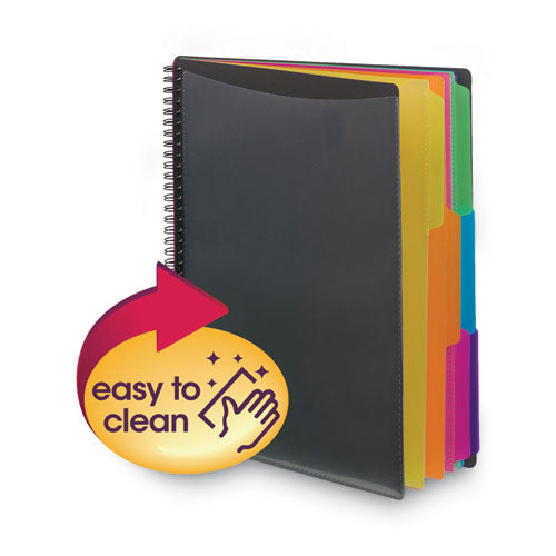 Image of Smead Poly Project Organizer, 12 Letter-Size Sleeves, Gray With Bright Pockets