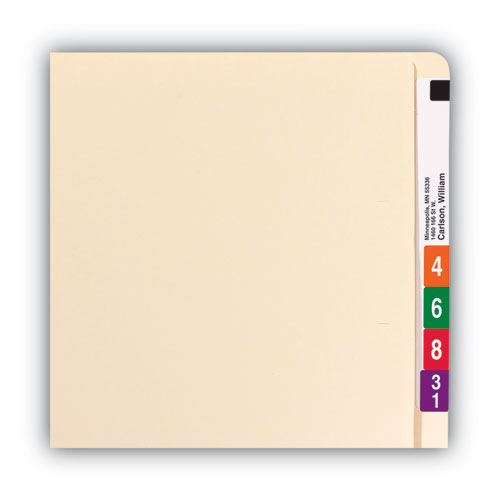 Image of Smead Extended End Tab Manila Folders, Straight Tabs, Letter Size, 0.75" Expansion, Manila, 100/Box